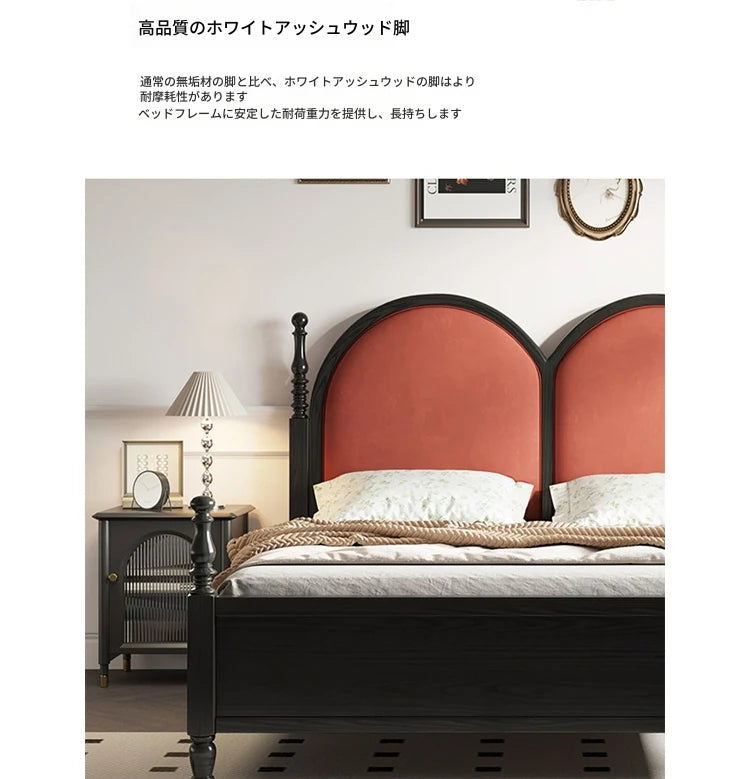 アッシュ材とパインの華やかなデザインベッド｜ユーカリ素材の上質な寝心地｜モダンインテリアに最適！ hsxz-2166