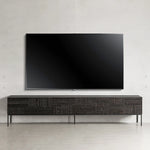 チーク調のモダンテレビ台 - 中密度繊維板製、スタイリッシュな収納キャビネット hsxz-2194