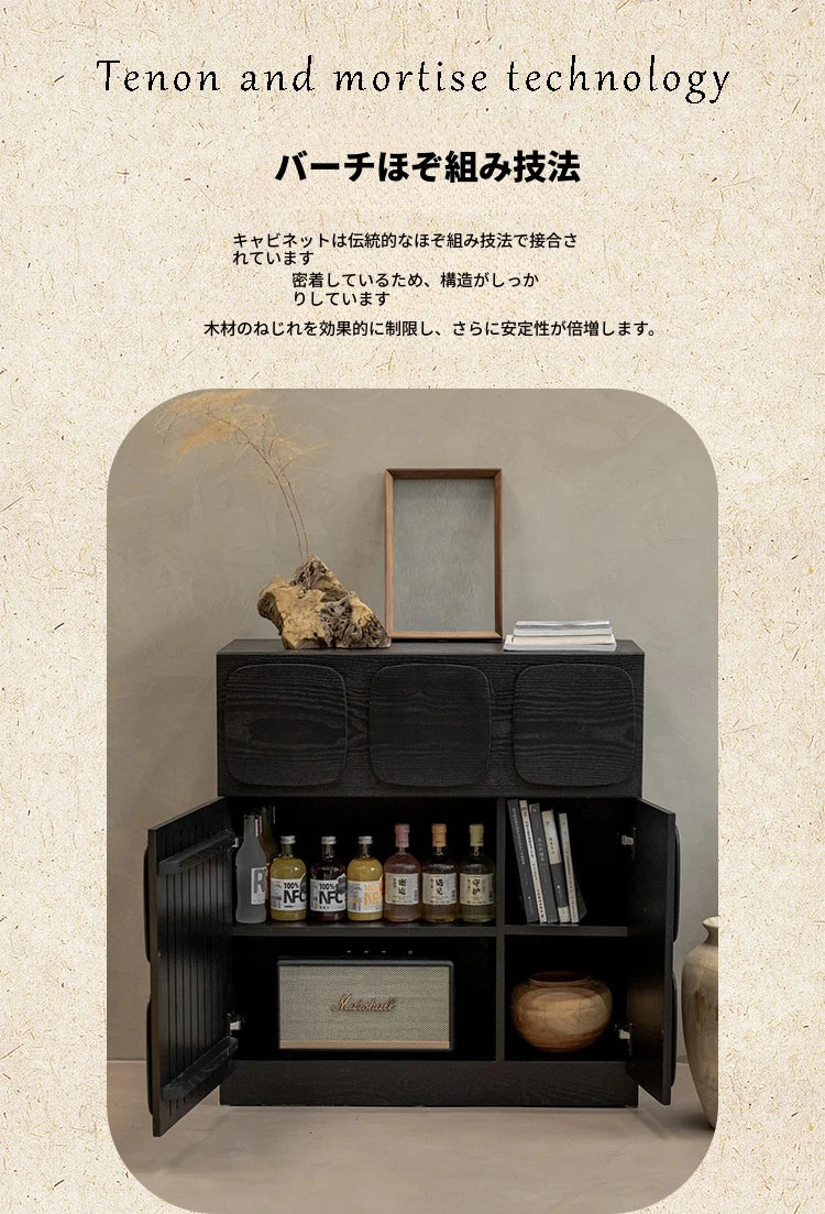 アッシュ材とパイン多層板のスタイリッシュキャビネット｜モダンインテリアに最適な収納家具 hsysg-4985