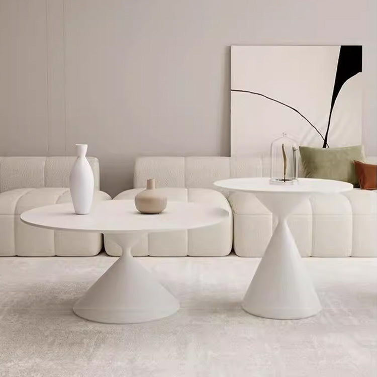 クリームカラーの小さなラウンドコーヒーテーブル 省スペース 寝室 ソファ横 ベッドサイド バルコニーにぴったりの新作ミニテーブル htt-3532