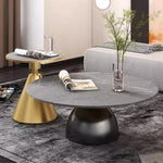 北欧ミニマル セラミック天板 ラウンドリビングテーブル 小スペース向け モダン＆ライトラグジュアリー 大理石調ソファサイドテーブル htt-3846