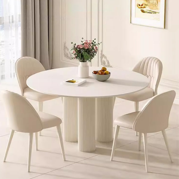 純白セラミック天板の丸型 2人掛け ダイニングテーブル フレンチ風モダン 小型空間にも htt-3848