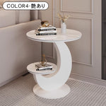 セラミック天板 円形サイドテーブル｜ブラック・ホワイト モダンデザイン リビング用 htt-6400