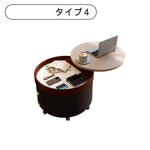 円形サイドテーブル｜キャスター付き 収納付き クリームカラー モダンデザイン リビング用 htt-6404