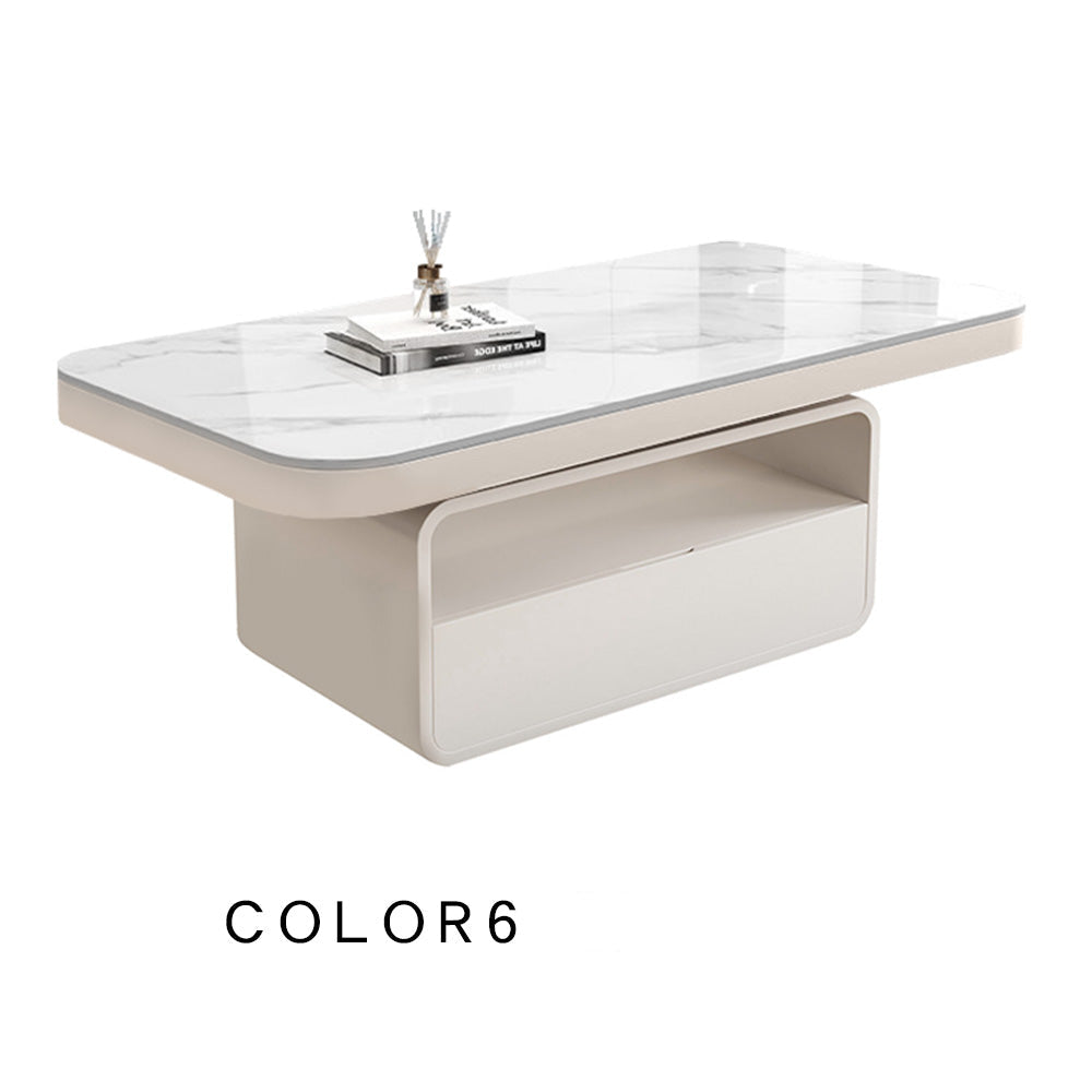 ホワイト×クリアガラス セラミック天板センターテーブルセット リビング向け モダンデザインのローテーブル＆サイドテーブル htyjj-5948-2