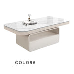 ホワイト×クリアガラス セラミック天板センターテーブルセット リビング向け モダンデザインのローテーブル＆サイドテーブル htyjj-5948-2