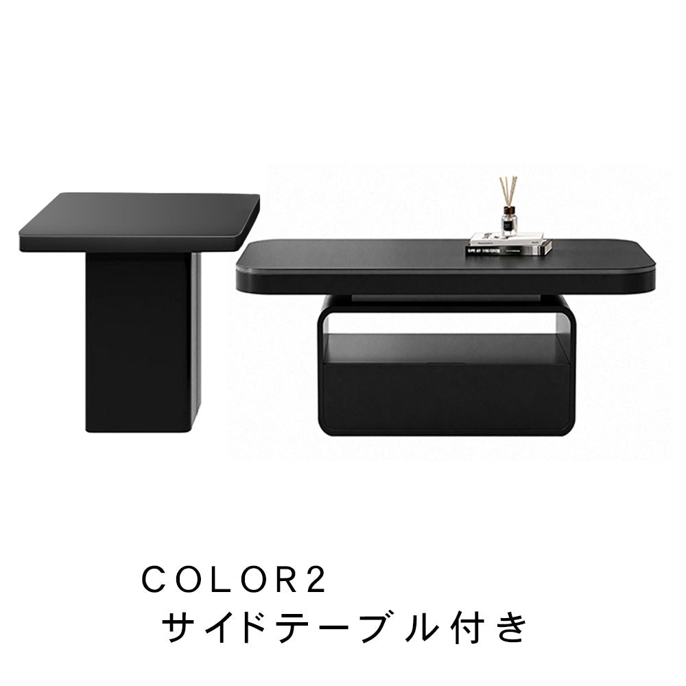 ホワイト×クリアガラス セラミック天板センターテーブルセット リビング向け モダンデザインのローテーブル＆サイドテーブル htyjj-5948-2