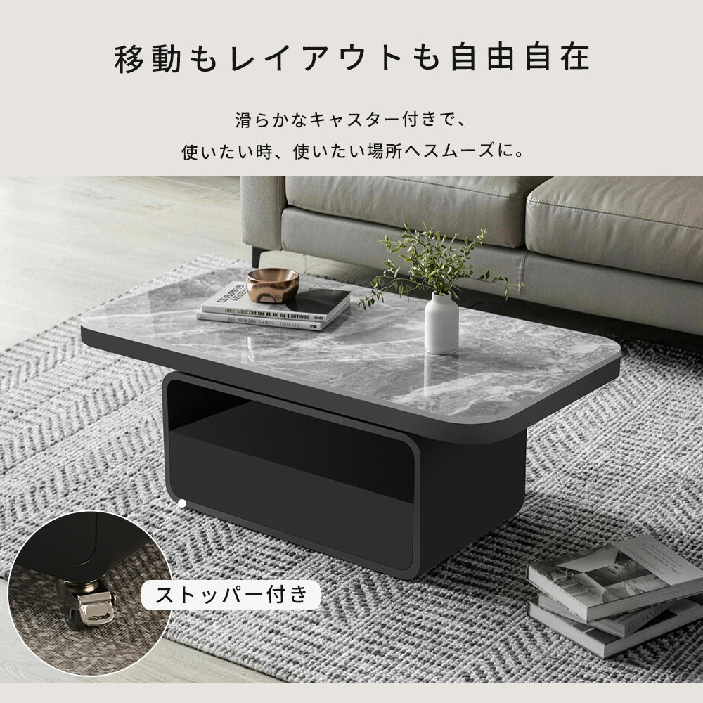 ホワイト×クリアガラス セラミック天板センターテーブルセット リビング向け モダンデザインのローテーブル＆サイドテーブル htyjj-5948-2