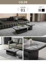 ホワイト×クリアガラス セラミック天板センターテーブルセット リビング向け モダンデザインのローテーブル＆サイドテーブル htyjj-5948-2