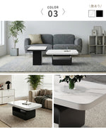 ホワイト×クリアガラス セラミック天板センターテーブルセット リビング向け モダンデザインのローテーブル＆サイドテーブル htyjj-5948-2