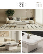 ホワイト×クリアガラス セラミック天板センターテーブルセット リビング向け モダンデザインのローテーブル＆サイドテーブル htyjj-5948-2