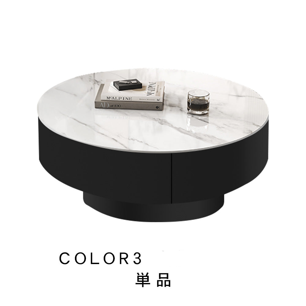 センターテーブル おしゃれ セラミック天板 金属台座 引き出し収納付き ネストテーブル 2点セット 大小セット 大テーブル直径70cm 80cm 小テーブル直径50cm モダン リビング用 来客対応 htyjj-6570