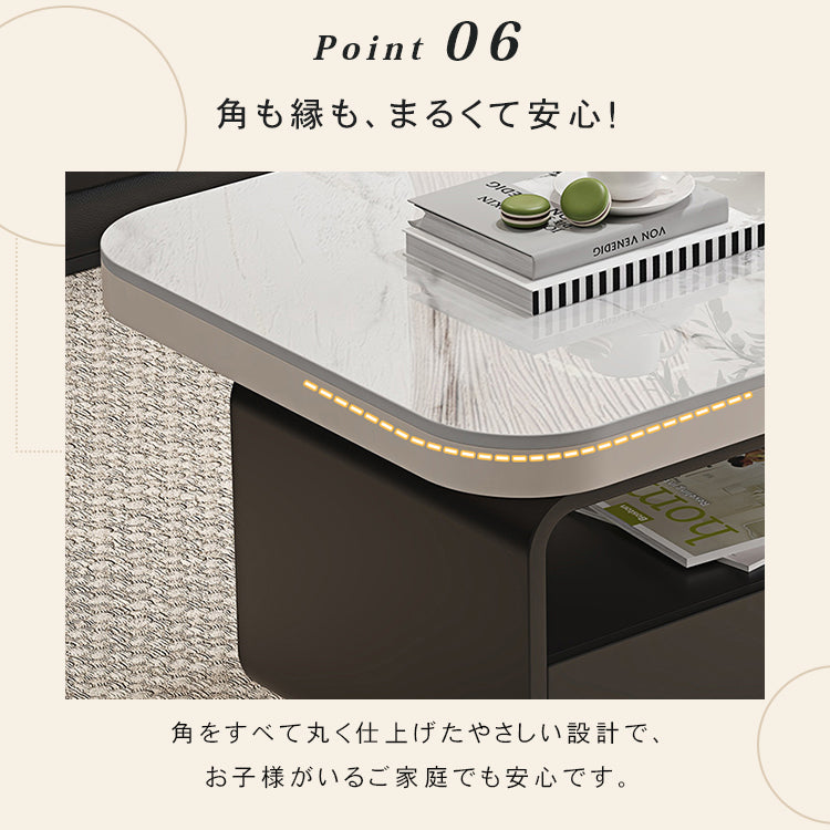 ウォールナット調センターテーブルセット リビングに映えるモダンデザインの可動式ローテーブル＋サイドテーブル htyjj-6581