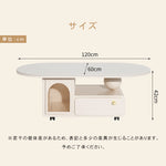 セラミックストーン天板センターテーブルリビング用 収納付きローテーブル アイボリー×モダンデザイン htyjj-6585