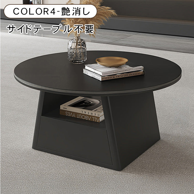 ブラック セラミック天板 円形センターテーブル　直径80ｃｍ｜イタリアンモダン 省スペース リビングテーブル htyjj-6587
