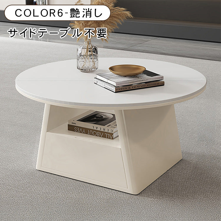 ブラック セラミック天板 円形センターテーブル　直径80ｃｍ｜イタリアンモダン 省スペース リビングテーブル htyjj-6587