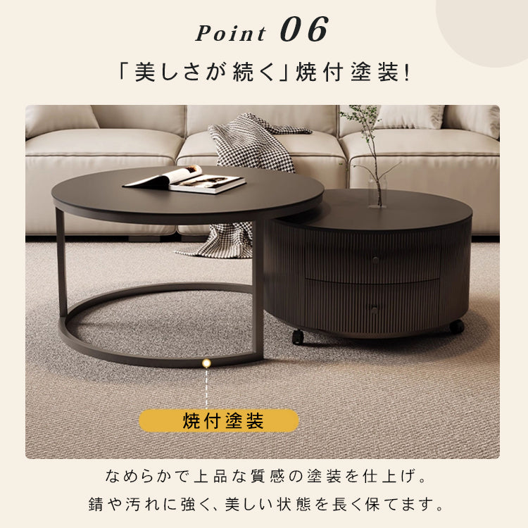 モダンブラックのセラミック天板センターテーブルセット リビングに映える高級ローテーブル＋収納付きサブテーブル htyjj-6598