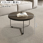 ラウンドフォルムのセラミック風センターテーブル2点セット 耐久スチール脚が際立つモダンリビングテーブル htyjj-6600