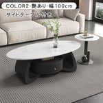 モダンブラックのセラミック天板センターテーブルセット リビングに映える収納付きローテーブル＋サイドテーブル htyjj-6603