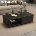モダンブラックのセラミック天板センターテーブル リビングに映える収納付きローテーブル htyjj-6604