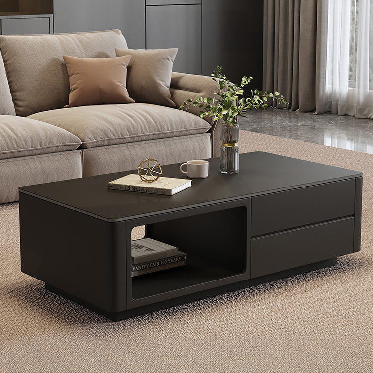 モダンブラックのセラミック天板センターテーブル リビングに映える収納付きローテーブル htyjj-6604