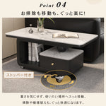 デザイナーズ セラミック天板 ローテーブル リビング用 引き出し収納付き モダンラグジュアリー htyjj-6605-1