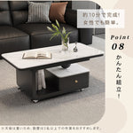 デザイナーズ セラミック天板 ローテーブル リビング用 引き出し収納付き モダンラグジュアリー htyjj-6605-1