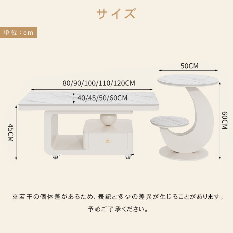 北欧風リビングテーブル　高級感あるマーブル調天板＆収納スペース付き htyjj-6605-2
