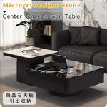 高級モダン リビングテーブルセット 微晶石トップ ブラック×ホワイト 2台組 ローテーブル htyjj-6608