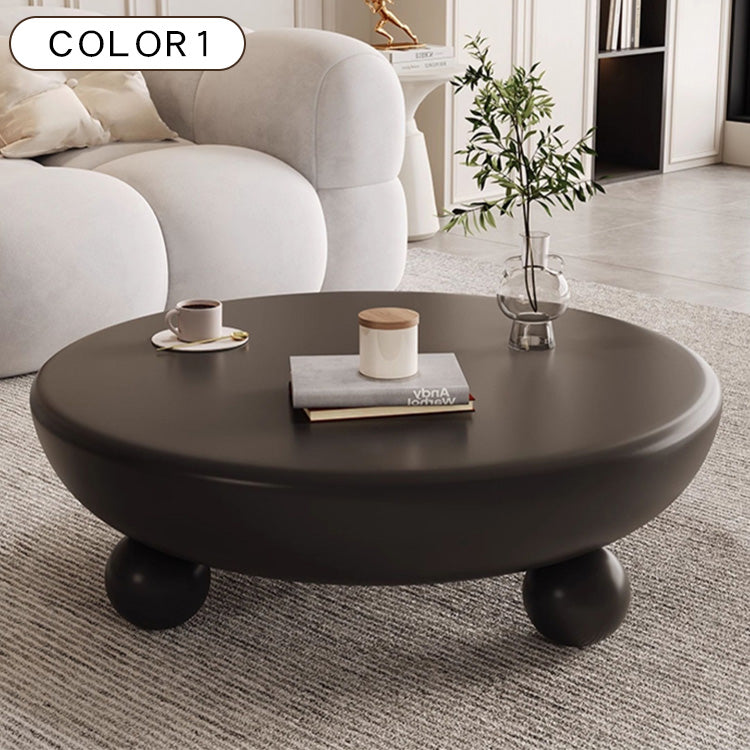 モダンラウンドデザインのセンターテーブル リビングを彩る球体脚ローテーブル htyjj-6610