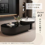 モダンリビング ローテーブルセット ブラック 強化ガラス天板×セラミック天板 デザイナーズ コーヒーテーブル htyjj-6611
