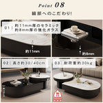 モダンリビング ローテーブルセット ブラック 強化ガラス天板×セラミック天板 デザイナーズ コーヒーテーブル htyjj-6611