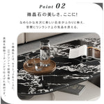 高級マイクロクリスタルストーン天板センターテーブルリビングモダン 楕円ローテーブル 収納スペース＆スライドトレイ付き htyjj-6616