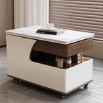 北欧モダン リビングセンターテーブル セラミック天板 収納ボックス付き ウッド調 キャスター付き htyjj-6618