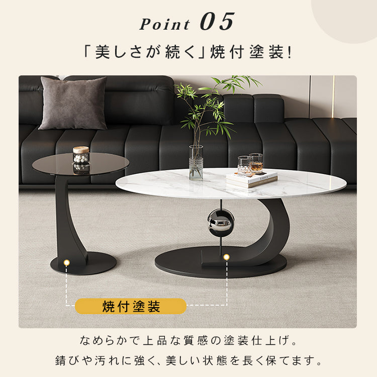 セラミック天板センターテーブルセットリビング用 ガラス天板サイドテーブル付き モダンデザインの中心テーブル htyjj-6620