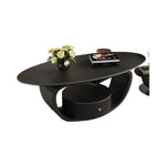 オーバルフォルムのセラミック天板センターテーブルセット ホワイト×ブラックが映えるモダンリビング中心? htyjj-6630