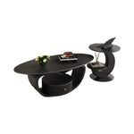 オーバルフォルムのセラミック天板センターテーブルセット ホワイト×ブラックが映えるモダンリビング中心? htyjj-6630