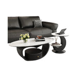 オーバルフォルムのセラミック天板センターテーブルセット ホワイト×ブラックが映えるモダンリビング中心? htyjj-6630
