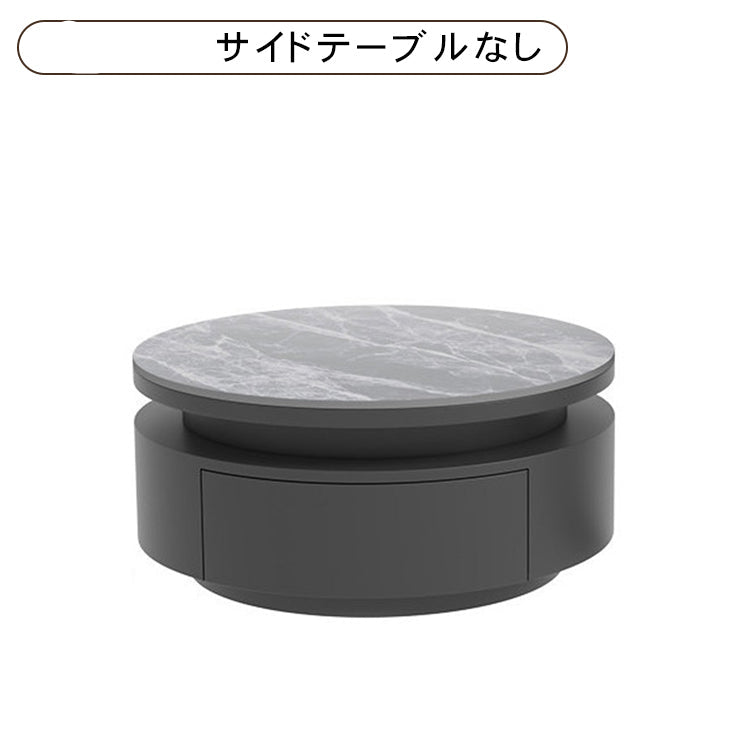 セラミック天板 ネストテーブル｜円形 収納付き センターテーブル ブラック モダンデザイン htyjj-7368-c1