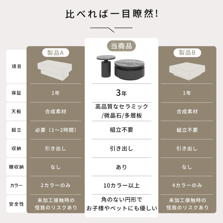 セラミック天板 センターテーブル｜ブラック モダンシンプル 収納付き リビング用 htyjj-7368