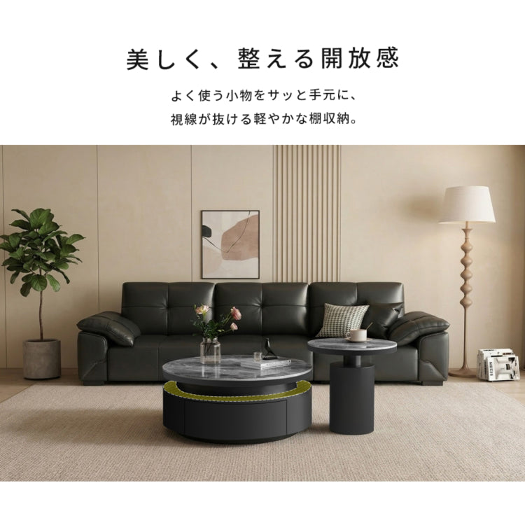 セラミック天板 センターテーブル｜ブラック モダンシンプル 収納付き リビング用 htyjj-7368