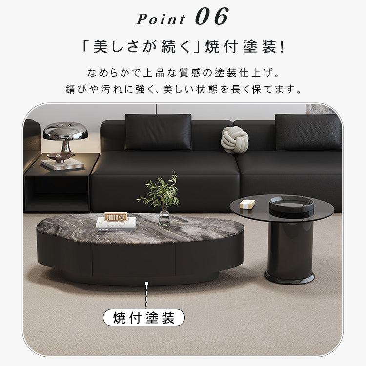セラミック天板 収納付きセンターテーブル ブラック イタリアンラグジュアリー リビング用 htyjj-7705