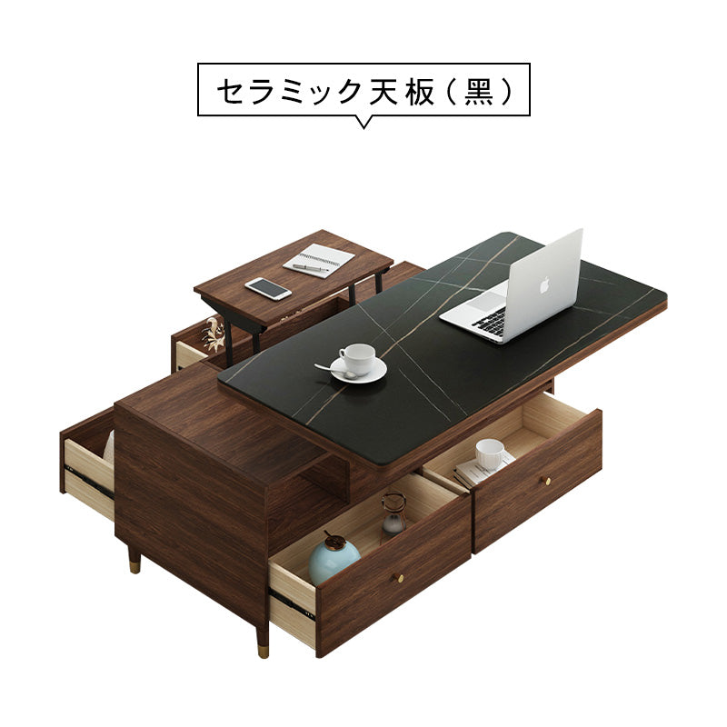 無垢材と銅、セラミックの高級センターテーブル - エレガントなリビングに hx-1569