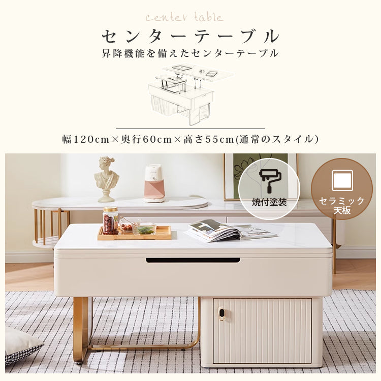 モダンデザイン センターテーブル 多層板&セラミック製 高級感溢れるリビングテーブル hx-1573