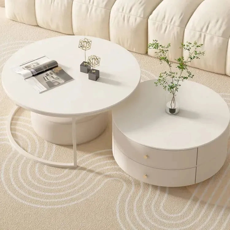 センターテーブル ホワイト セラミック 人造板 スチール hx-ybcj-9wh