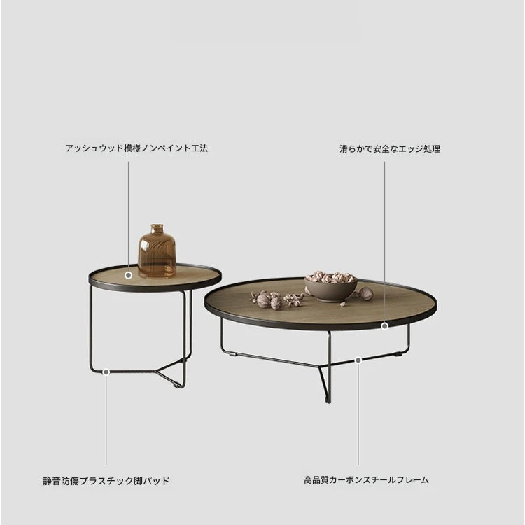 モダンな多層板製センターテーブルセット｜おしゃれなリビングに最適な丸型デザイン hxbs-3031