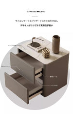 スタイリッシュなセラミック＆合成皮革製ナイトテーブル - 北欧デザイン、パイン材使用、収納力抜群でおしゃれなインテリアに最適！ hxy-5161