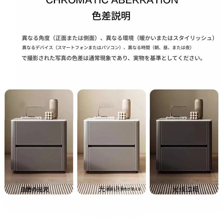 スタイリッシュなセラミック＆合成皮革製ナイトテーブル - 北欧デザイン、パイン材使用、収納力抜群でおしゃれなインテリアに最適！ hxy-5161
