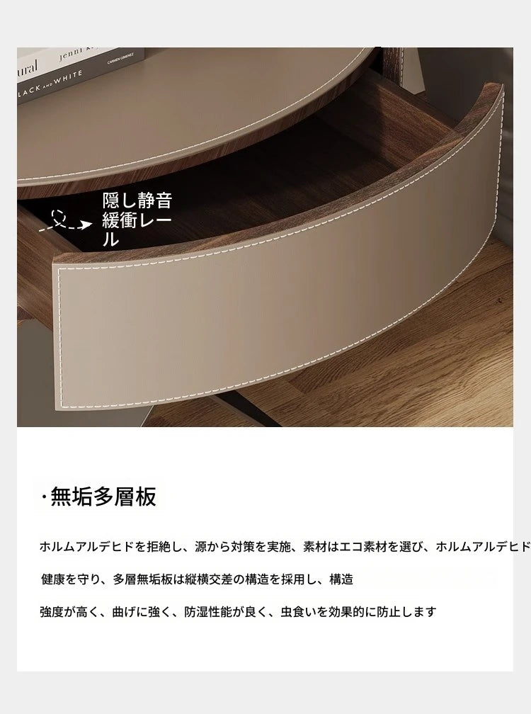 モダンなナイトテーブル | 合成皮革とステンレス製のスタイリッシュなデザイン | おしゃれな寝室やリビングに最適！ hxy-5162