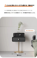 シンプルでスタイリッシュなPUレザー＆ステンレス製ナイトテーブル - 無垢材風デザインの収納家具 hxy-5165